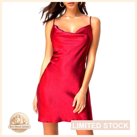 Dresses & Skirts - Satin Slip Dress Elegant Minimal Chic Evening Party Wear Adjustable Straps